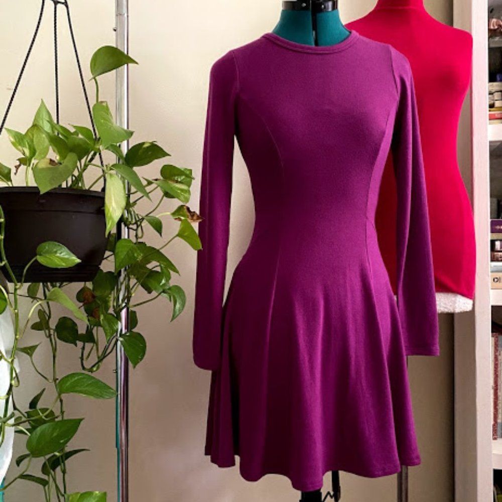 Everly purple knit long sleeve dress Small